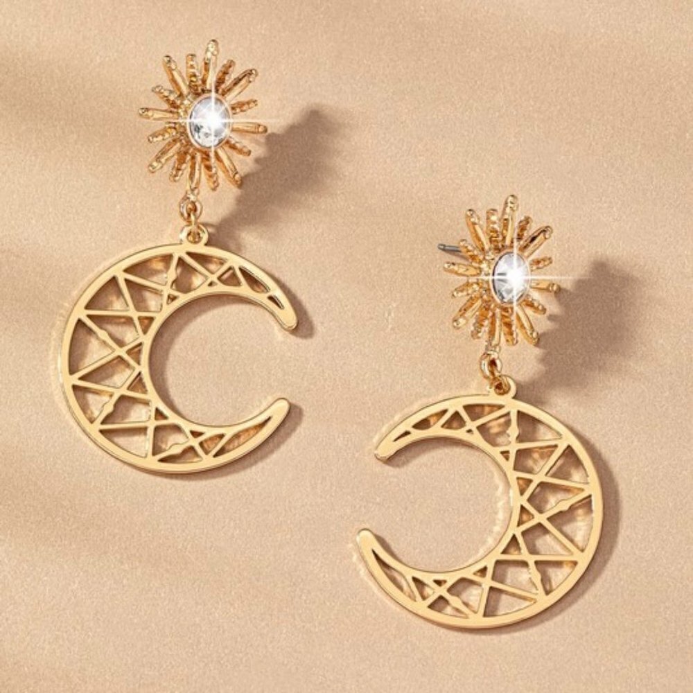 LOU RHINESTONE MOON DROP EARRINGS